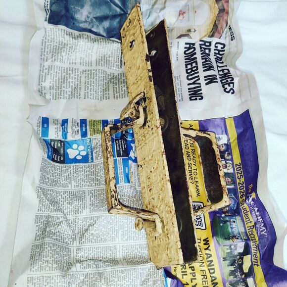 Antique Ornate Cast Iron Door Pulls 3"X12" Inlay Art Deco Style - Picture 8 of 9